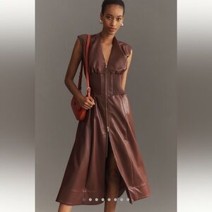 Anthropologie faux leather front zip dress